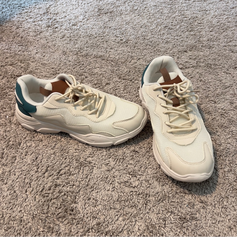 Cream and Teal Sneakers